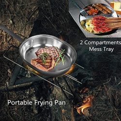 PFativant Military Style US Camping Edelstahl Kochgeschirr Campingpfanne 2 teilig - Für Outdoor Reise Wandern