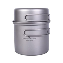 iBasingo Titan Töpf Pfanne Set Camping Kochgeschirr Leichte Outdoor Schüssel Set Koch Mess Kit mit Klappgriff Küchen Utensili