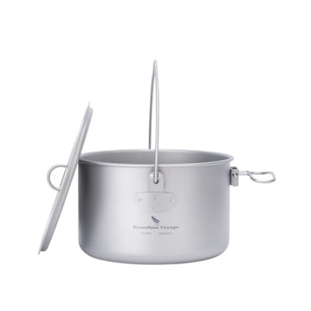iBasingo 1,3L Titan Hängender Topf Camping Schüssel Leichte Outdoor Kochgeschirr Koch Mess Kit mit Klappgriff Küchen Utensili