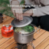 iBasingo 1,3L Titan Hängender Topf Camping Schüssel Leichte Outdoor Kochgeschirr Koch Mess Kit mit Klappgriff Küchen Utensili