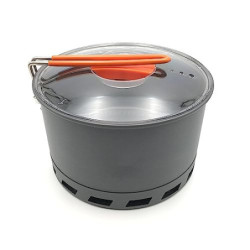 Tentock Wärmetauscher Alu Kochtopf 2-3 Personen, 1,5 L / 2.1 L Outdoor Kochgeschirr mit Faltbarer Griff und Aufbewahrungstasc