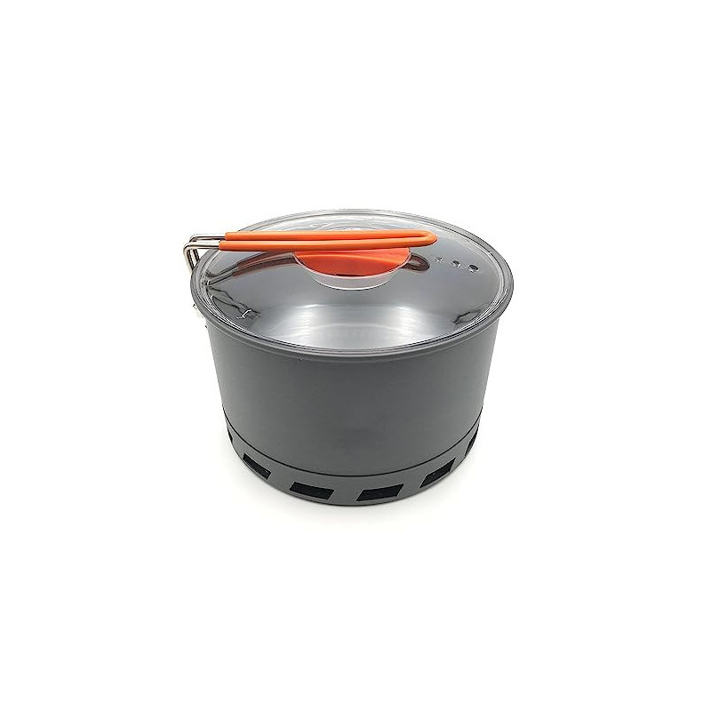 Tentock Wärmetauscher Alu Kochtopf 2-3 Personen, 1,5 L / 2.1 L Outdoor Kochgeschirr mit Faltbarer Griff und Aufbewahrungstasc