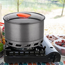 Tentock Wärmetauscher Alu Kochtopf 2-3 Personen, 1,5 L / 2.1 L Outdoor Kochgeschirr mit Faltbarer Griff und Aufbewahrungstasc