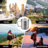Lixada Titanium Topf Camping Tragbar Titan Wasser Tragbar Becher Tasse Klappgriff 300 ml,350 ml,420ml,550 ml,650 ml,750ml 