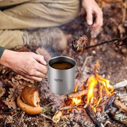 Lixada Titanium Topf Camping Tragbar Titan Wasser Tragbar Becher Tasse Klappgriff 300 ml,350 ml,420ml,550 ml,650 ml,750ml 