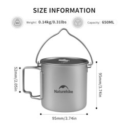 Naturehike Titan Becher Camping Topf mit Bail Handle 650ml/900ml Tee Kaffee Wasser Tasse Outdoor Topf Leichtes Kochgeschirr m
