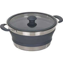 BERGER praktisch Falt-Topf 3,5 Liter │ Campingtopf komplett faltbarer Topf Edelstahlboden Silikon inkl. Deckel │ Kochtopf Out