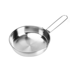 Fire-Maple Edelstahl Camping-Bratpfanne 1,4L Tragbares Kochgeschirr für Steak und Ei Omelettenpfanne mit Klappbarem Griff