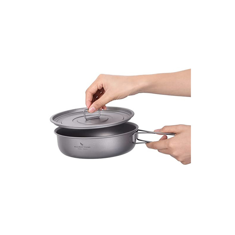 iBasingo 1000ml Titan Bratpfanne Camping Pan mit Klappgriffen & Deckel 19cm Outdoor Leichte Tragbare Grillplatte Wandern Tell iBasingo 1000ml Titan Bratpfanne Camping Pan mit Klappgriffen & Deckel 19cm Outdoor Leichte Tragbare Grillplatte Wandern Tell