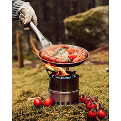 Stabilotherm Jägerpfanne mit Metall Klappgriff | zum Outdoor Kochen & braten über offenem Feuer oder Grill | Eisenpfanne Guss
