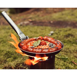 Stabilotherm Jägerpfanne mit Metall Klappgriff | zum Outdoor Kochen & braten über offenem Feuer oder Grill | Eisenpfanne Guss