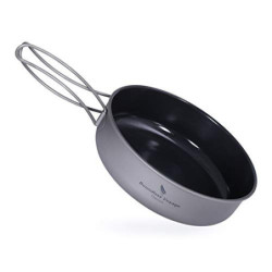 Boundless Voyage Titan Bratpfanne Teller Schale mit Klappgriff Ultra-leichtes Camping Picknick Pfanne Grillplatte Geschirr Ti