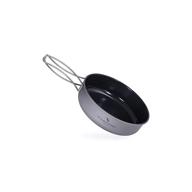 Boundless Voyage Titan Bratpfanne Teller Schale mit Klappgriff Ultra-leichtes Camping Picknick Pfanne Grillplatte Geschirr Ti Boundless Voyage Titan Bratpfanne Teller Schale mit Klappgriff Ultra-leichtes Camping Picknick Pfanne Grillplatte Geschirr Ti