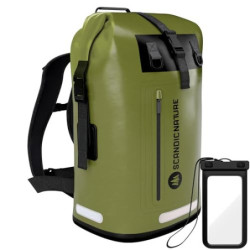 SCANDIC NATURE PIONEER 35L wasserdichter Rucksack oliv-grün mit Rolltop Verschluss - extra robust dank Boden mit 1000D PVC LK