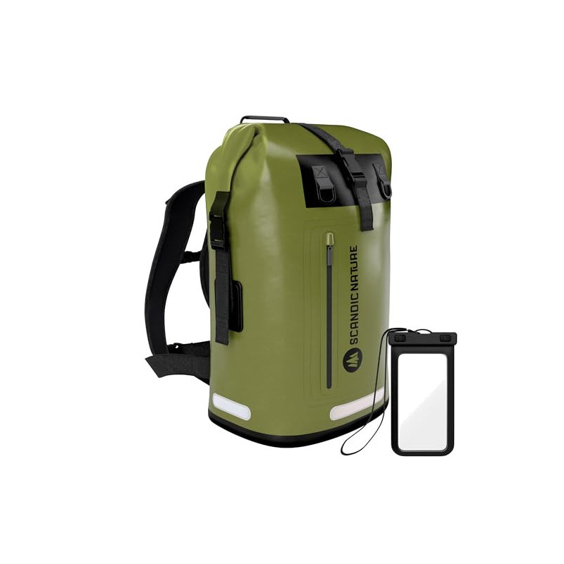 SCANDIC NATURE PIONEER 35L wasserdichter Rucksack oliv-grün mit Rolltop Verschluss - extra robust dank Boden mit 1000D PVC LK SCANDIC NATURE PIONEER 35L wasserdichter Rucksack oliv-grün mit Rolltop Verschluss - extra robust dank Boden mit 1000D PVC LK