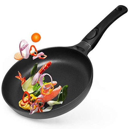 Gotoll Induktionspfanne, 24 cm, antihaftbeschichtet, Aluminium, Cracker, abnehmbarer Griff, für Pfannkuchen, Steak, Ei, Blini