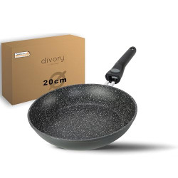 DIVORY kleine Pfanne 20cm I Abnehmbarer Griff, Induktion, beschichtet, Aluminium – Mini Bratpfanne - Induktionspfanne  Griff: