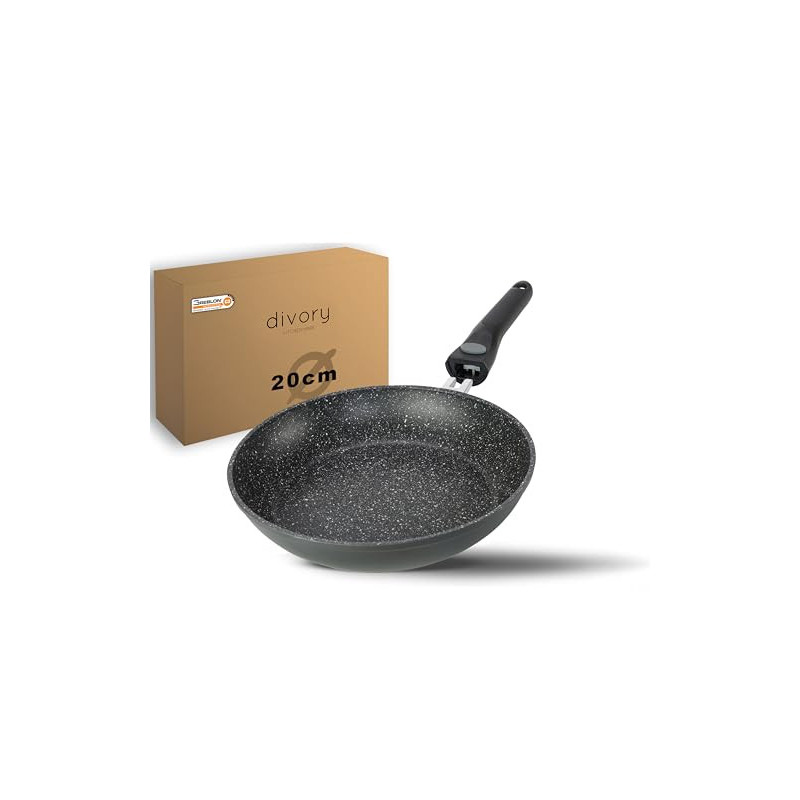 DIVORY kleine Pfanne 20cm I Abnehmbarer Griff, Induktion, beschichtet, Aluminium – Mini Bratpfanne - Induktionspfanne Griff: DIVORY kleine Pfanne 20cm I Abnehmbarer Griff, Induktion, beschichtet, Aluminium – Mini Bratpfanne - Induktionspfanne Griff: