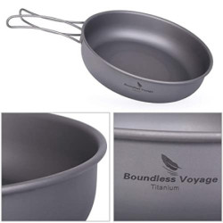 Boundless Voyage Titanium Bratpfannenplatte mit Klappgriff Ultraleichtes Camping Picknick Pfanne Bratpfanne Geschirr Titanpfa