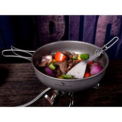 Boundless Voyage Titanium Bratpfannenplatte mit Klappgriff Ultraleichtes Camping Picknick Pfanne Bratpfanne Geschirr Titanpfa
