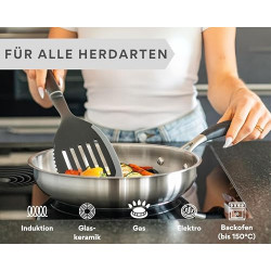 DIVORY Edelstahl Pfanne 20 cm PURA Induktion I unbeschichtete kleine Bratpfanne für alle Herdarten I Induktionspfanne, Ergono
