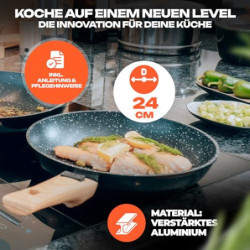 Kochfreunde® Pfanne Bratpfanne 24 cm [Abnehmbarer Griff] Antihaft beschichtete Pfanne Induktion, PFOA-Frei Induktionspfanne, 