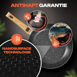 Kochfreunde® Pfanne Bratpfanne 24 cm [Abnehmbarer Griff] Antihaft beschichtete Pfanne Induktion, PFOA-Frei Induktionspfanne, 