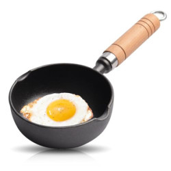 Yuragim Gusseisenpfanne Klein, Mini-Pfanne für ein Ei, 11 cm Minipfanne Bratpfanne Eierpfanne mit Griff, Gusseisen Pfanne, Sp