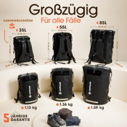 Earth Pak Summit Serie wasserdichter Rucksack, Backpack mit leistungsstarkem Reißverschluss und Rolltop, wasserfester Handyhü