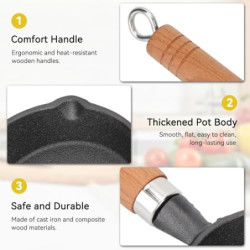 Mini-Pfanne für ein Ei, 10 cm Mini-Eierbratpfanne mit Griff, Gusseisen Pfanne, Mini-Gusseisenpfanne, Tragbar Camping Spiegele