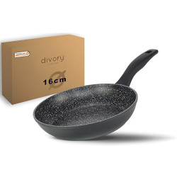 DIVORY Bratpfanne 16cm kein Induktion – Antihaft Beschichtete kleine Universalpfanne für alle Herdarten - Sichere Griffe  Sch