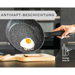 DIVORY Bratpfanne 16cm kein Induktion – Antihaft Beschichtete kleine Universalpfanne für alle Herdarten - Sichere Griffe  Sch