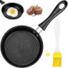Mini Pfanne 12 cm, Kleine Bratpfanne Induktion Geeignet, Tragbar Mini-Eierpfanne mit Silikonbürste und Antihaftbeschichtet An