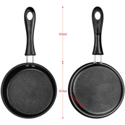 Mini Pfanne 12 cm, Kleine Bratpfanne Induktion Geeignet, Tragbar Mini-Eierpfanne mit Silikonbürste und Antihaftbeschichtet An