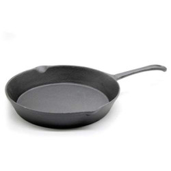 SANTOS Grillpfanne aus Gusseisen Ø25cm - Gusseisen Pfanne mit Stiel - Braten, Grillen, Backen, Garen - Gusspfanne rund - Herd
