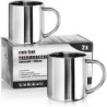 com-four® 2x Edelstahl Thermobecher - 300 ml je Becher - Isolierbecher doppelwandig - Kaffeetasse bruchsicher - Thermo-Trinkb