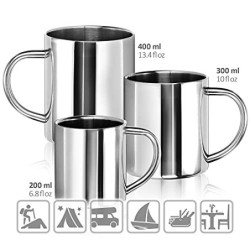 com-four® 2x Edelstahl Thermobecher - 300 ml je Becher - Isolierbecher doppelwandig - Kaffeetasse bruchsicher - Thermo-Trinkb