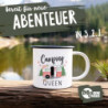 Moonworks® Emaille-Tasse Camping Queen King Wohnwagen Geschenk Camper Campingurlaub Zubehör Queen emaille-weiß-schwarz standa