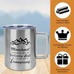 Dadabig Wandern Edelstahl Tasse Karabiner CampingTasse Edelstahl Outdoor-Becher Metall-Becher 350ml Personalisierte Edelstahl