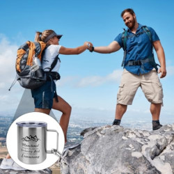 Dadabig Wandern Edelstahl Tasse Karabiner CampingTasse Edelstahl Outdoor-Becher Metall-Becher 350ml Personalisierte Edelstahl