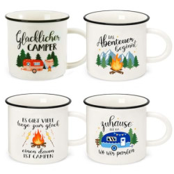 Rhdekoein 4 Stück Camping Tasse Becher zum Campen Camping Ausrüstung Geschenke für Camper Familie Womo-Bewohner Freunde Deko 