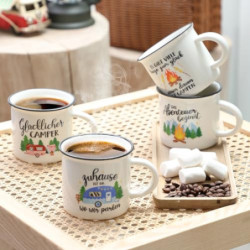 Rhdekoein 4 Stück Camping Tasse Becher zum Campen Camping Ausrüstung Geschenke für Camper Familie Womo-Bewohner Freunde Deko 