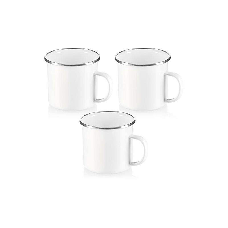 com-four® 3x Emaille-Becher - Trinkbecher aus emaliertem Edelstahl - Teepott - Kaffeetasse für Outdoor und Camping - 3-teilig com-four® 3x Emaille-Becher - Trinkbecher aus emaliertem Edelstahl - Teepott - Kaffeetasse für Outdoor und Camping - 3-teilig