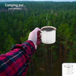com-four® 3x Emaille-Becher - Trinkbecher aus emaliertem Edelstahl - Teepott - Kaffeetasse für Outdoor und Camping - 3-teilig