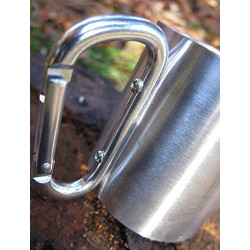 Outdoor Saxx® - Camping-Tasse, Outdoor-Becher, Metall-Becher, 200 ml mit geschraubtem Karabiner-Griff, Edelstahl, Wandern, Tr