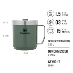 Stanley Classic Legendary Camp Mug Thermobecher 354 ml - Hält 1.5 Stunden Heiß - 3 Stunden Kalt - BPA-Frei - Spülmaschinenfes