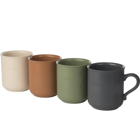 MAINmug - 4 St. stabile u. bruchfeste Mehrwegtassen mit Griff aus Recyclingkunststoff - nachhaltige Tassen für Heiß/Kaltgeträ