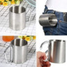 KSTE Tasse aus Stahl, Campingbecher, tragbar, aus Edelstahl mit Karabiner-Griff, Camping-Tasse für Camping, Wandern, Outdoor-