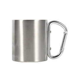 KSTE Tasse aus Stahl, Campingbecher, tragbar, aus Edelstahl mit Karabiner-Griff, Camping-Tasse für Camping, Wandern, Outdoor-