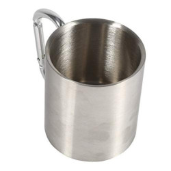 KSTE Tasse aus Stahl, Campingbecher, tragbar, aus Edelstahl mit Karabiner-Griff, Camping-Tasse für Camping, Wandern, Outdoor-